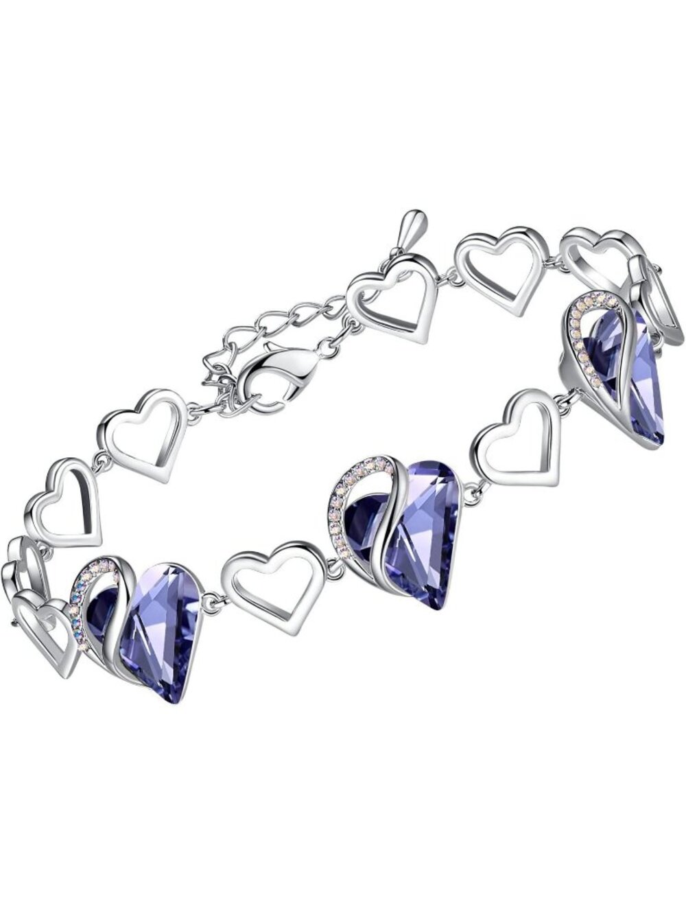 Women's Blue Heart Brass  Healing Stone Crystal Healing Stone Crystal Bracelet
